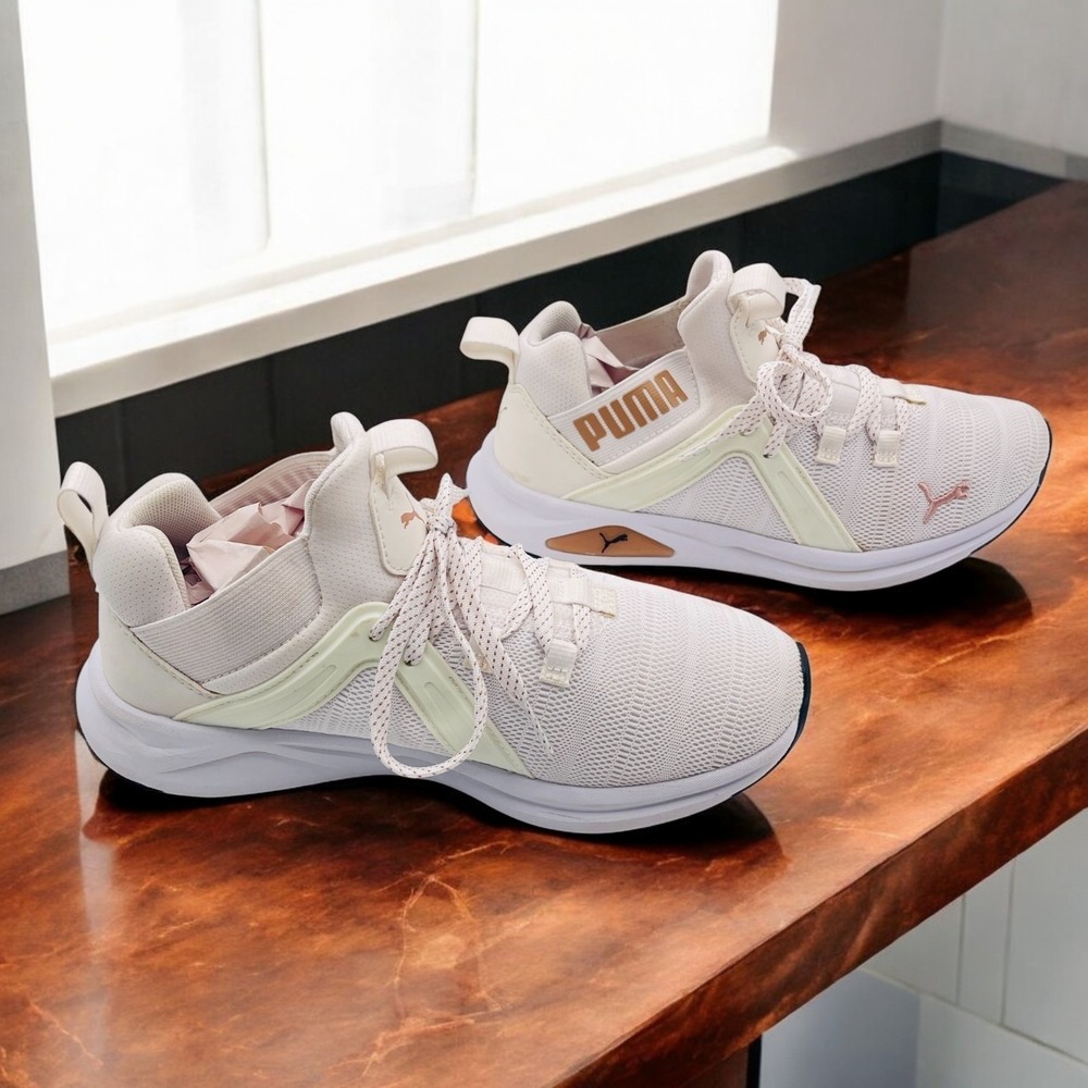 Puma Enzo 2 Metal Softride Low Top Running Shoes  Womens Sz 7.5 White Rose Gold